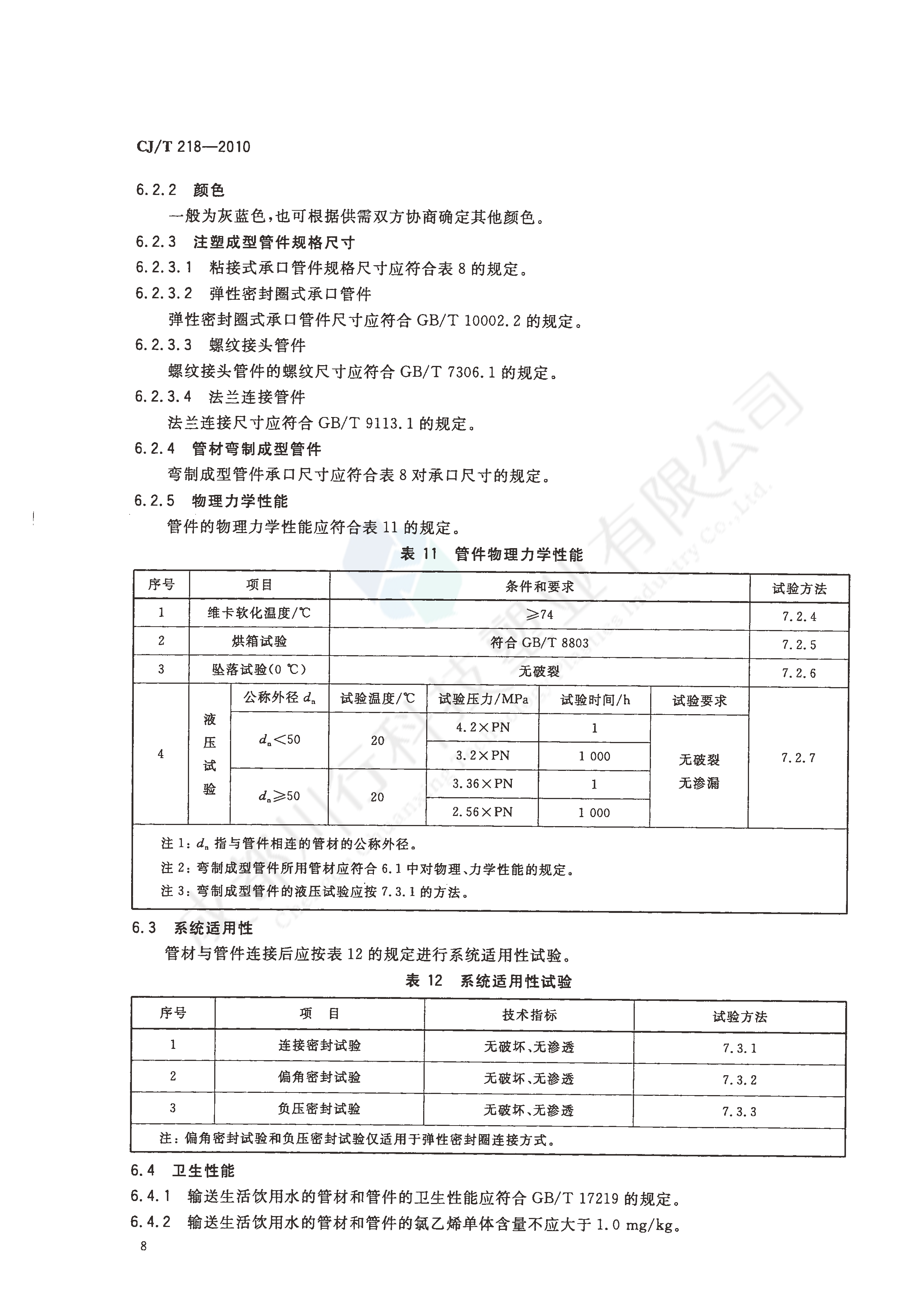 給水用丙烯酸共聚聚氯乙烯管材及管件執行標準(10)