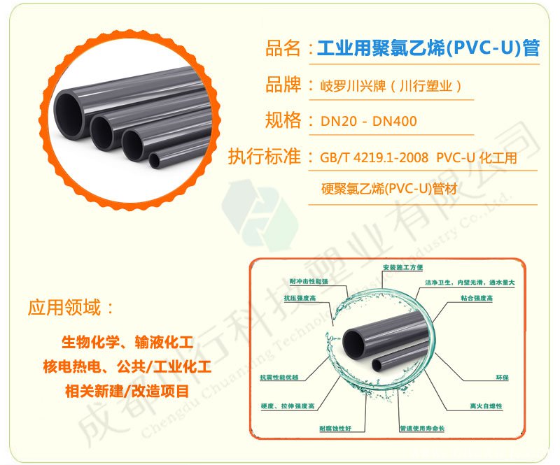 PVC-U工業用硬聚氯乙烯管道介紹